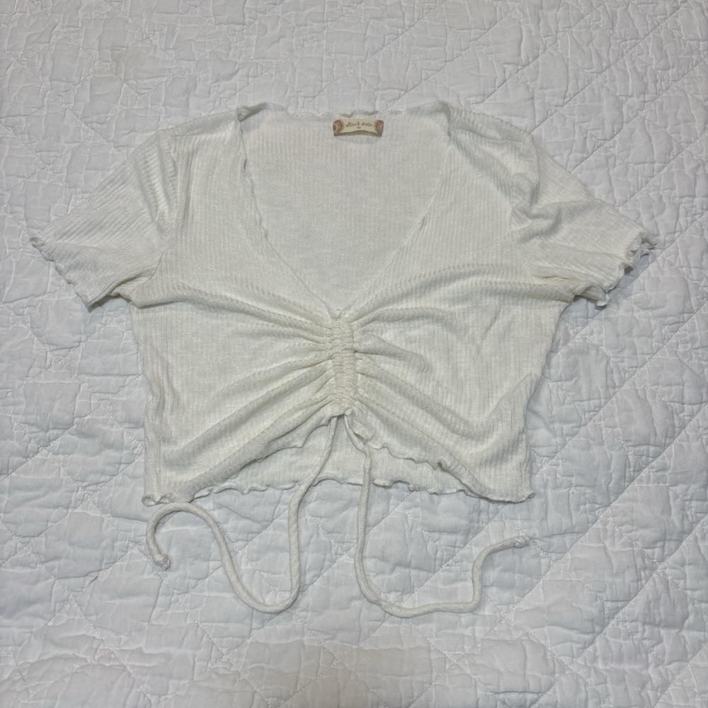 Altar'd State Cream Ruched Crop Top